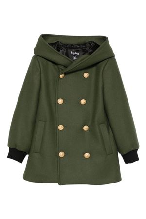 green wool coat BALMAIN PARIS KIDS | BX2P30E0169762OR